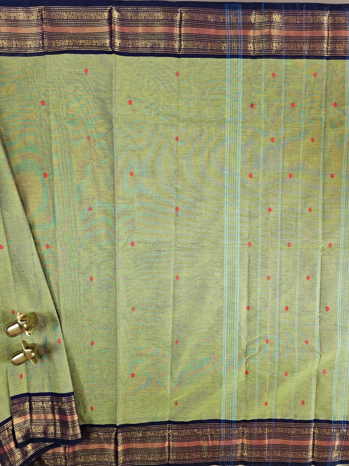 Chettinad Cotton Saree - Green with Blue