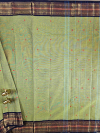 Chettinad Cotton Saree - Green with Blue