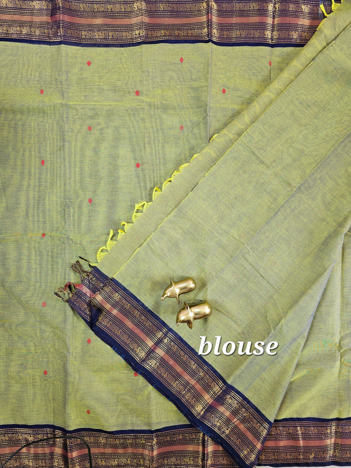 Chettinad Cotton Saree - Green with Blue