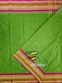 Chettinad Cotton Saree - Green with Pink