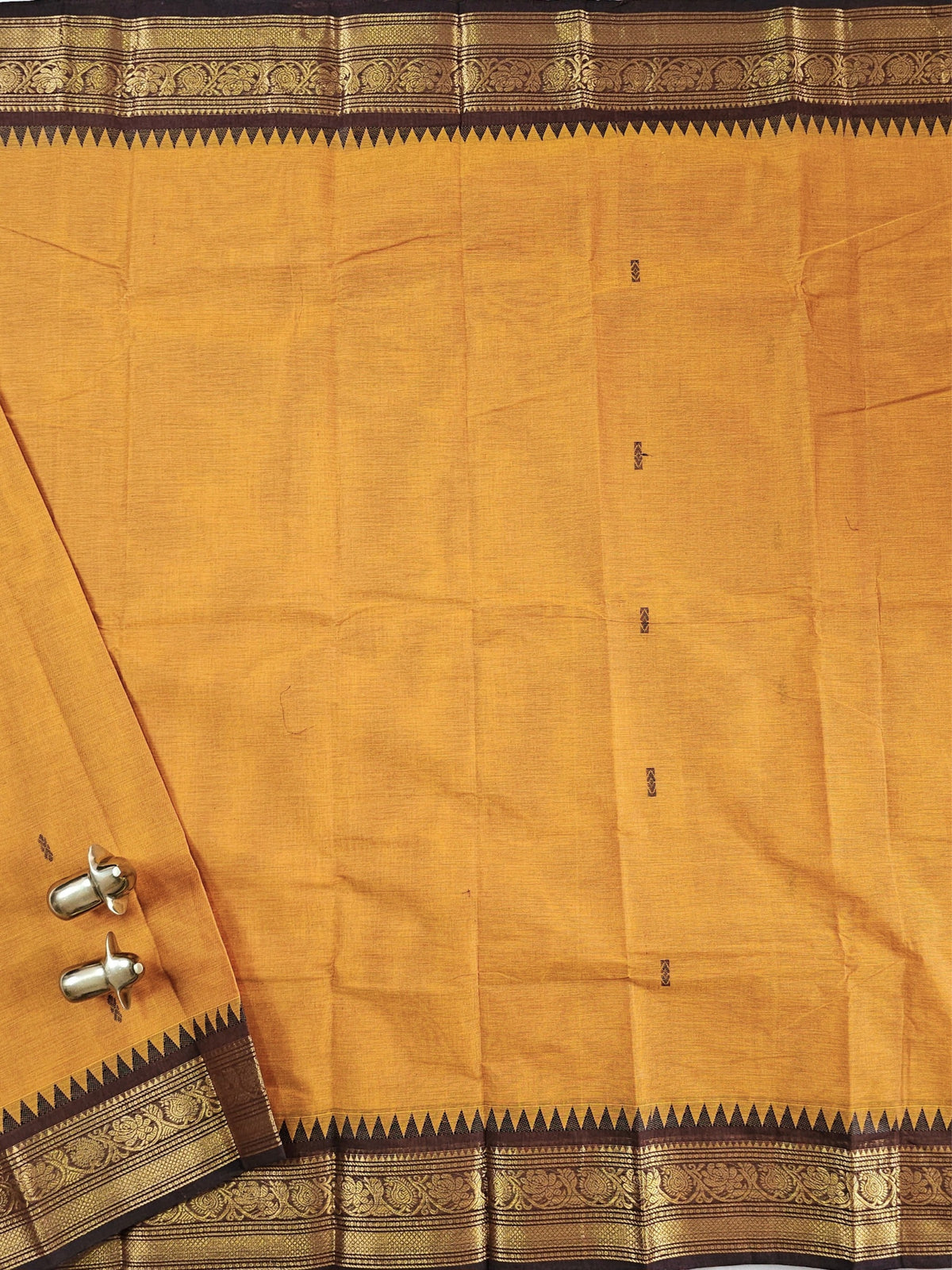 Chettinad Cotton Saree -  Mustard Oranges
