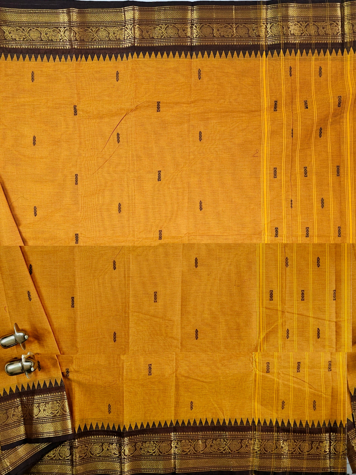 Chettinad Cotton Saree -  Mustard Oranges