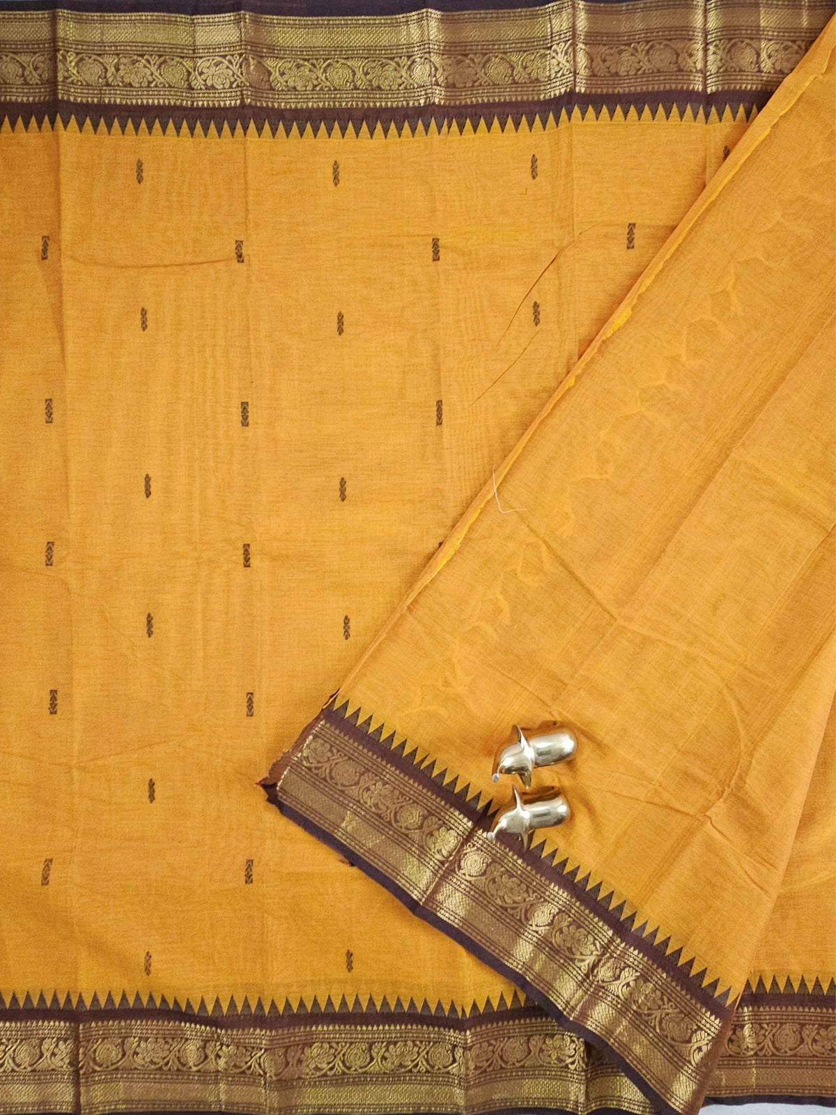 Chettinad Cotton Saree -  Mustard Oranges