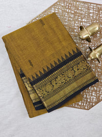 Chettinad Cotton Saree - Dual Shade of Musterd and Black