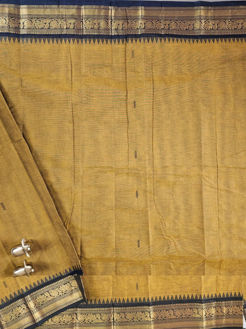 Chettinad Cotton Saree - Dual Shade of Musterd and Black