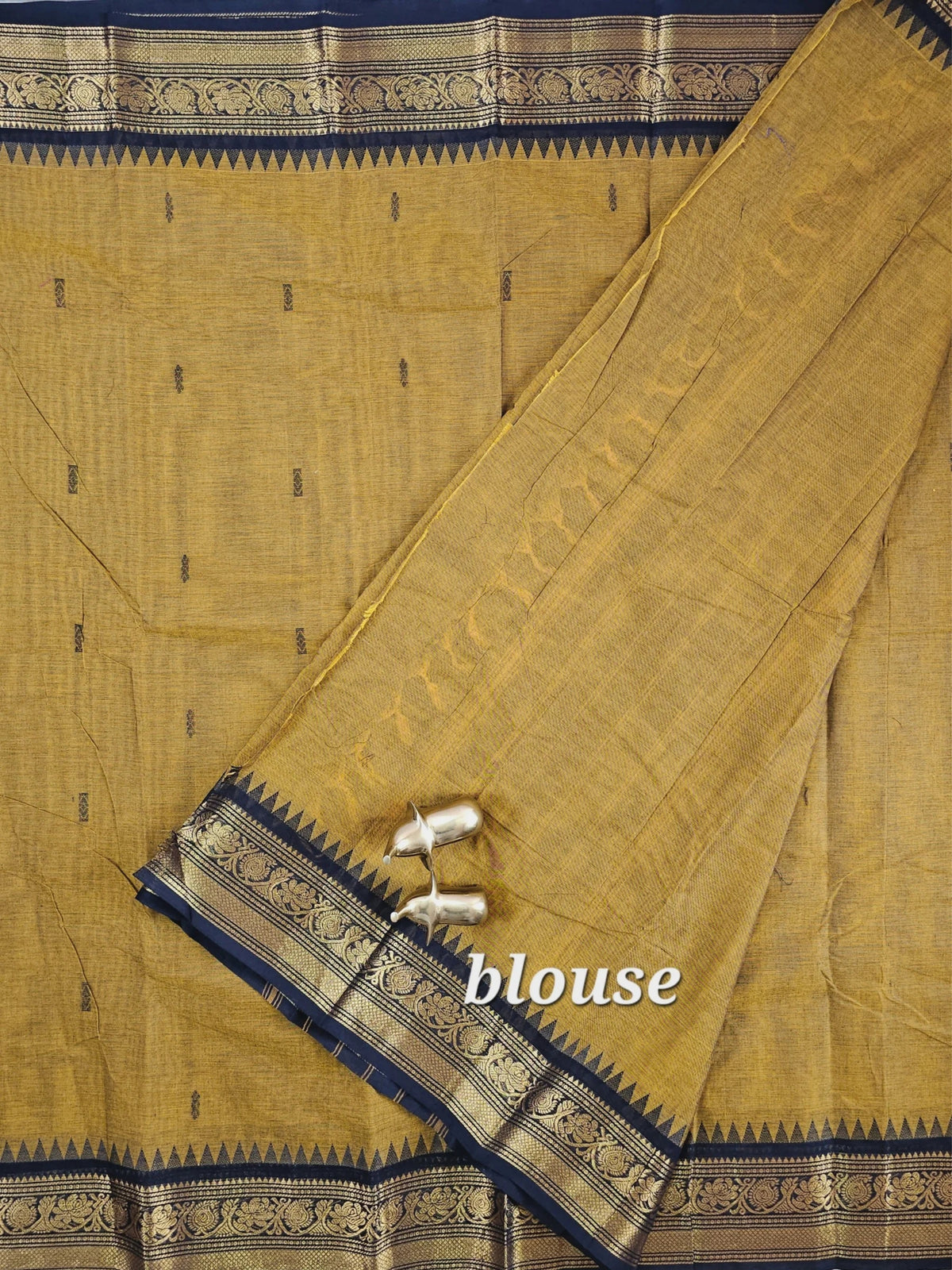 Chettinad Cotton Saree - Dual Shade of Musterd and Black