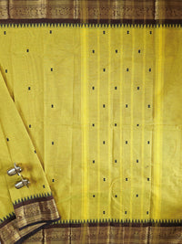 Chettinad Cotton Saree - Yellow with Brown