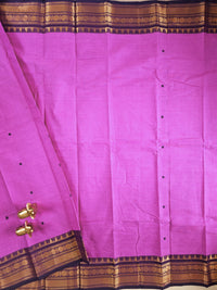 Chettinad Cotton Saree - Pink with Purple
