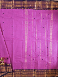 Chettinad Cotton Saree - Pink with Purple