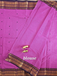Chettinad Cotton Saree - Pink with Purple