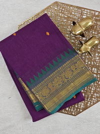 Chettinad Cotton Saree - Purple with Sea Green