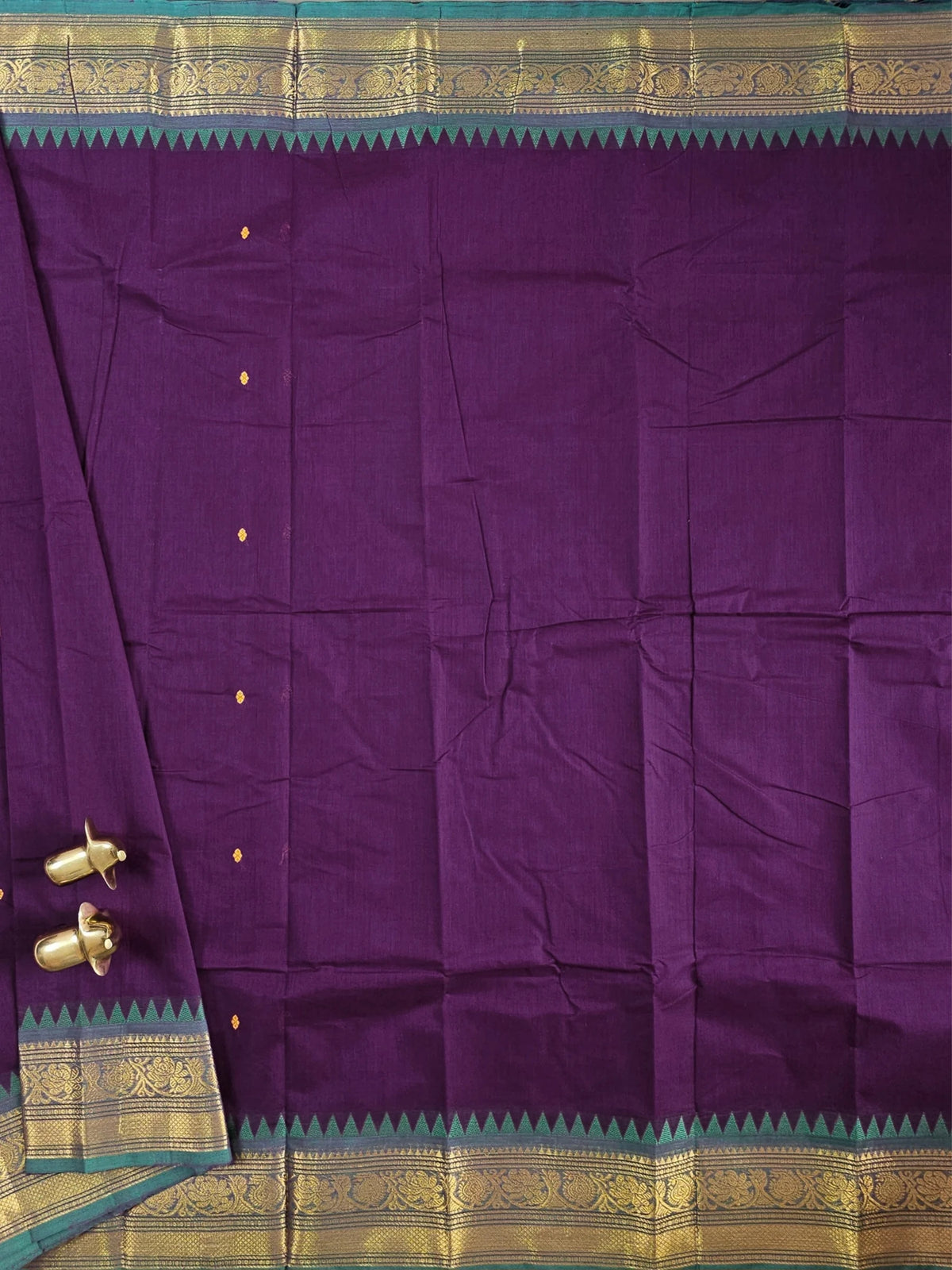 Chettinad Cotton Saree - Purple with Sea Green