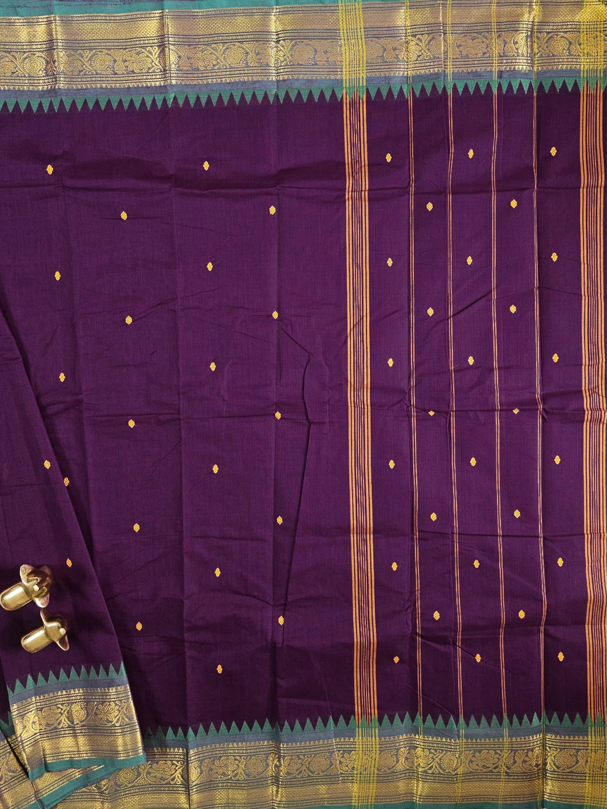 Chettinad Cotton Saree - Purple with Sea Green