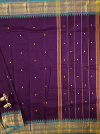 Chettinad Cotton Saree - Purple with Sea Green