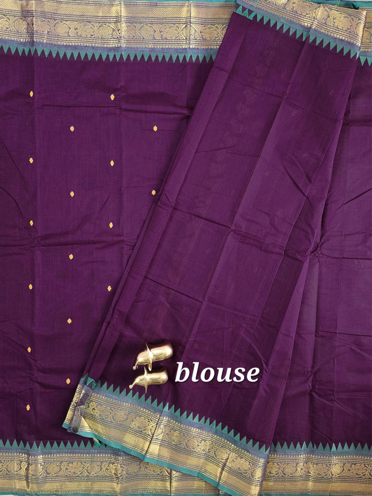 Chettinad Cotton Saree - Purple with Sea Green
