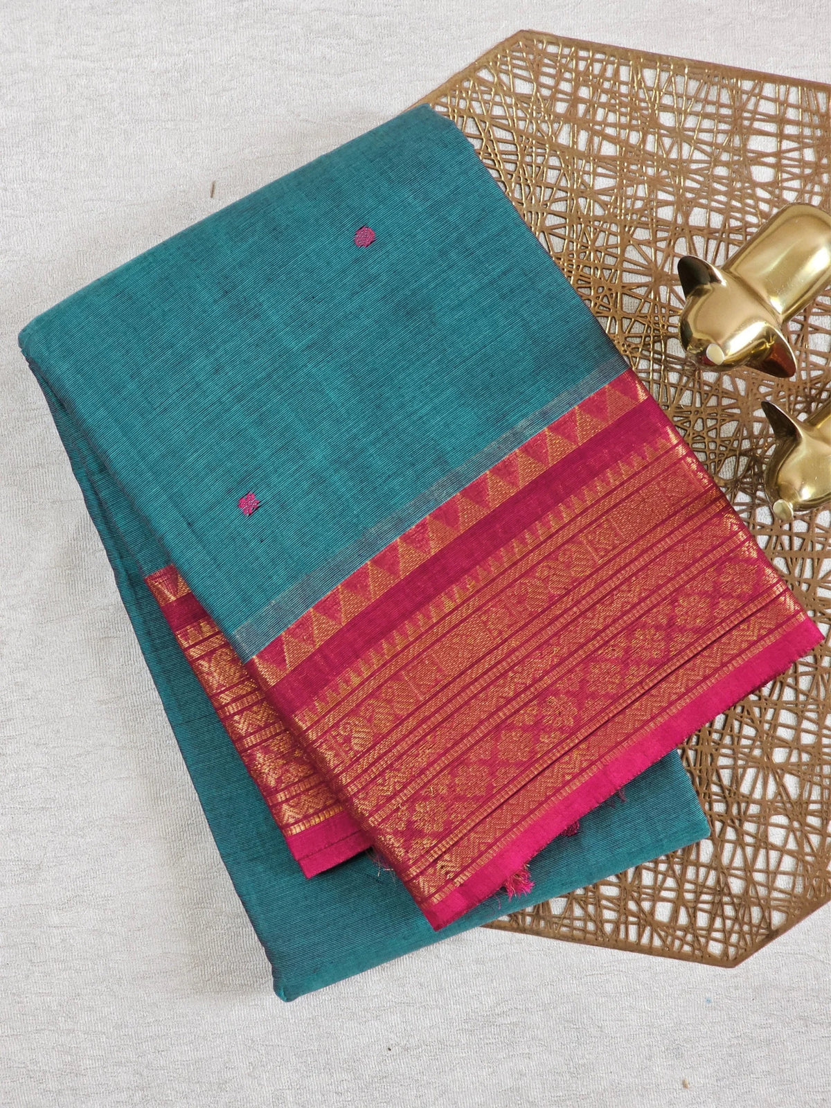 Chettinad Cotton Saree - Blue Pink