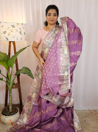 Designer Soft Semi Saree  - Purple