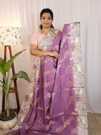 Designer Soft Semi Saree  - Purple