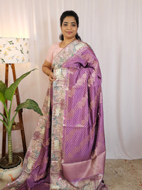 Designer Soft Semi Saree  - Purple