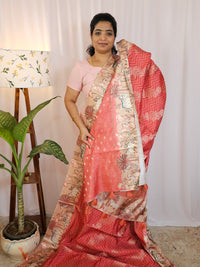 Designer Soft Semi Saree  - Dark Peach