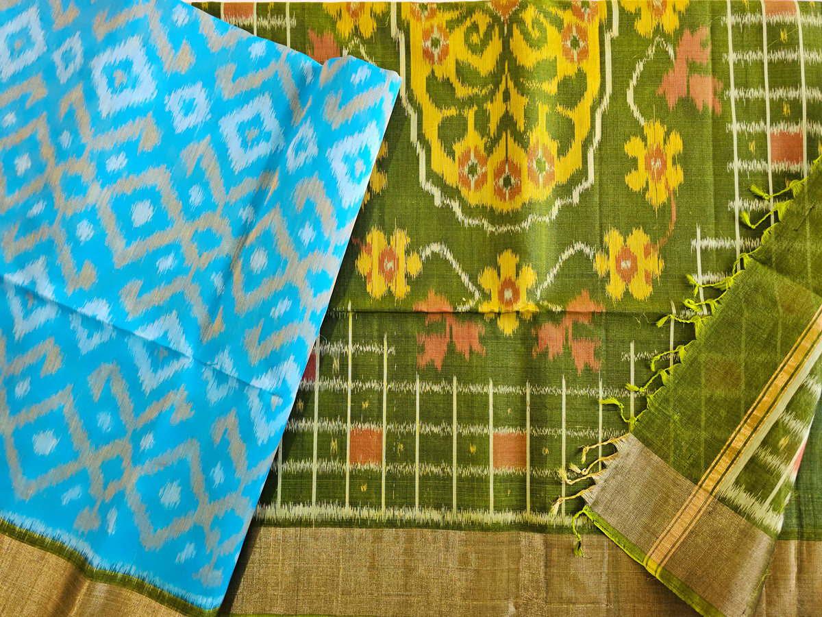 Sandal with Blue Pochampally Ikkat Silk Cotton (SICO Pattu)
