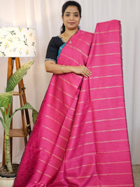 Semi Raw Silk - Pink with Black