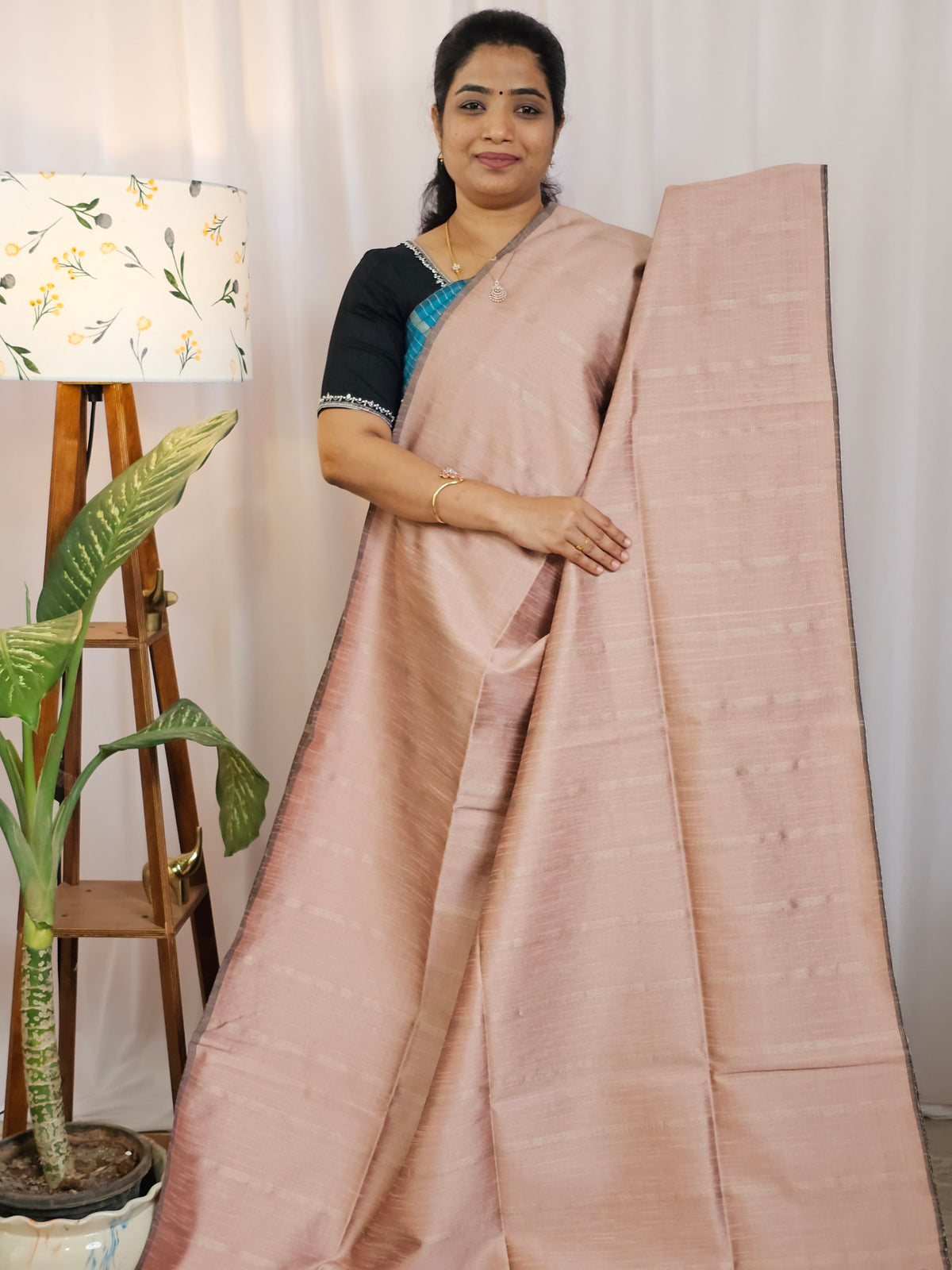 Semi Raw Silk -  Pastel Onion Pink with Purple