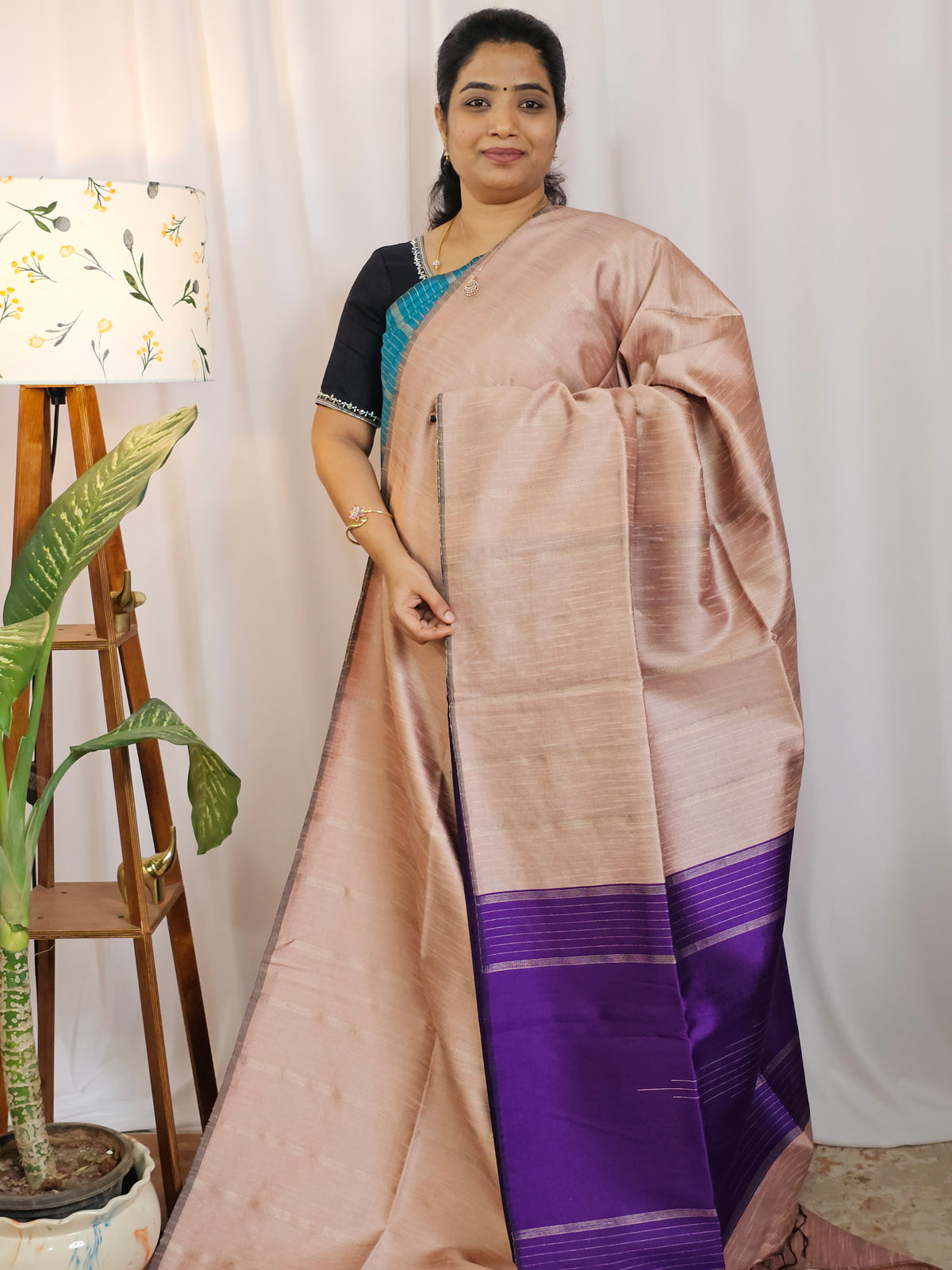 Semi Raw Silk -  Pastel Onion Pink with Purple