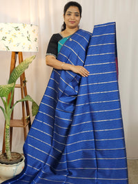Semi Raw Silk -  Blue with Pink