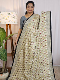 Modal Silk with Ajark Prints - Cream