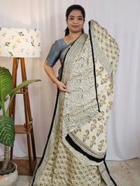 Modal Silk with Ajark Prints - Cream