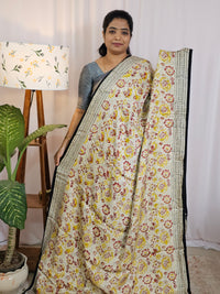 Modal Silk with Ajrak Prints - Cream with Yellow