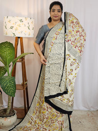 Modal Silk with Ajrak Prints - Cream with Yellow