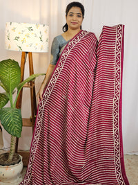 Modal Silk with Ajrak Prints - Maroon with Red