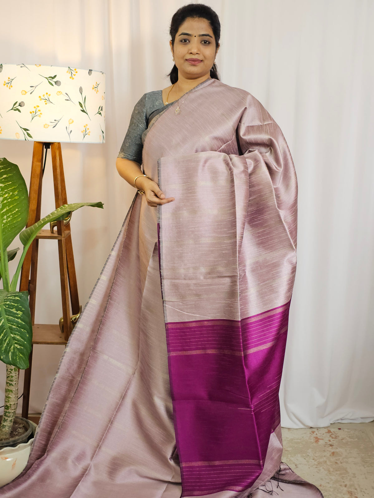 Semi Raw Silk - Onion Pink with Magenta Pink
