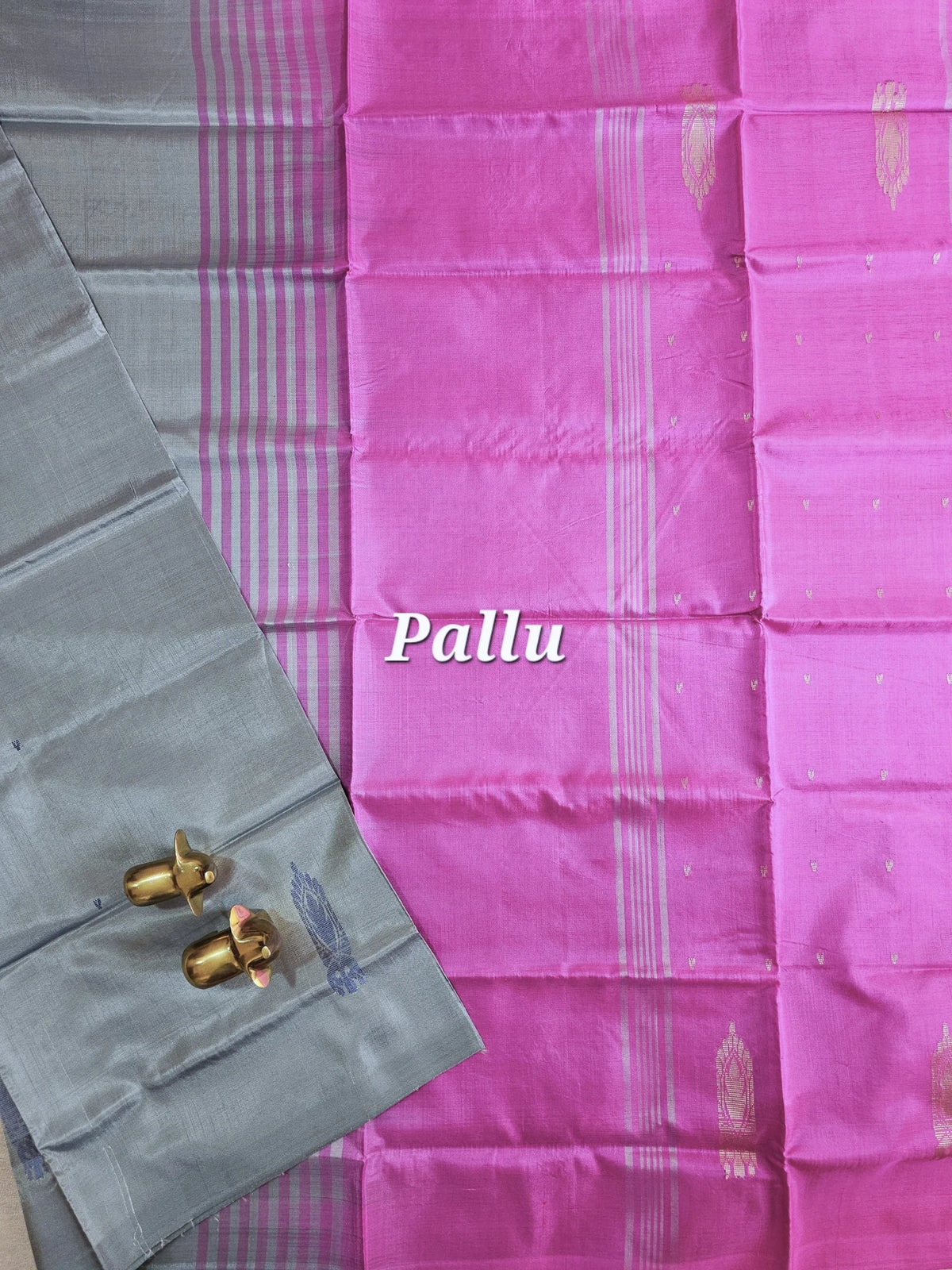 Chinnalampattu Saree - Grey with Pink