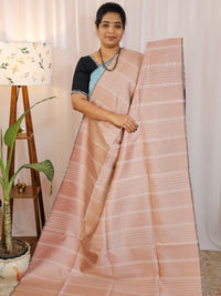 Raw Silk Saree - Onion Pink with Purple