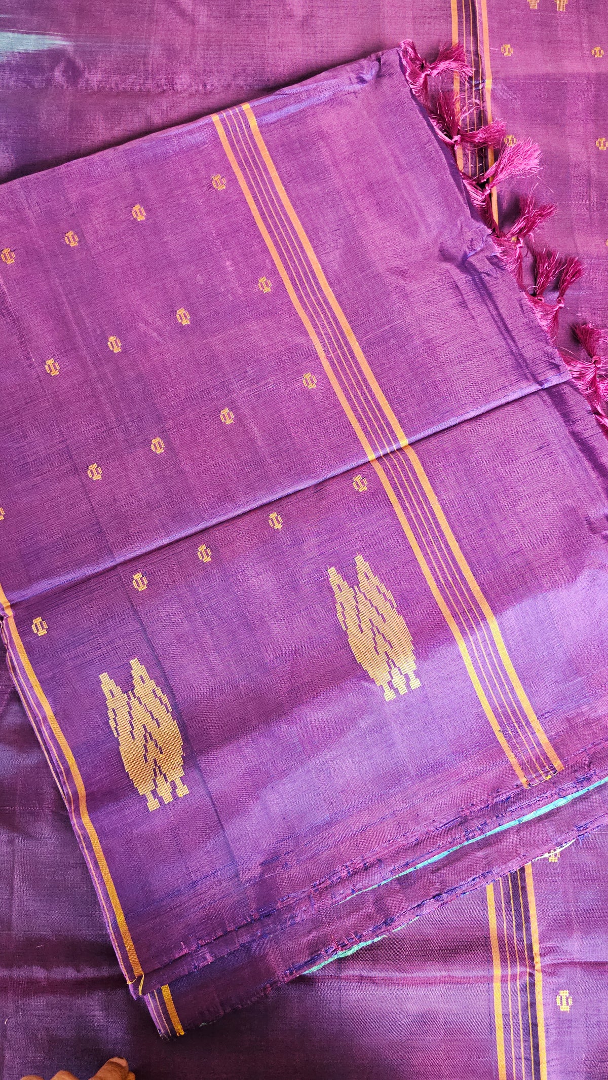 Teal Green with Purple Chinnalampattu Saree with Blouse