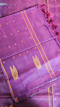 Teal Green with Purple Chinnalampattu Saree with Blouse