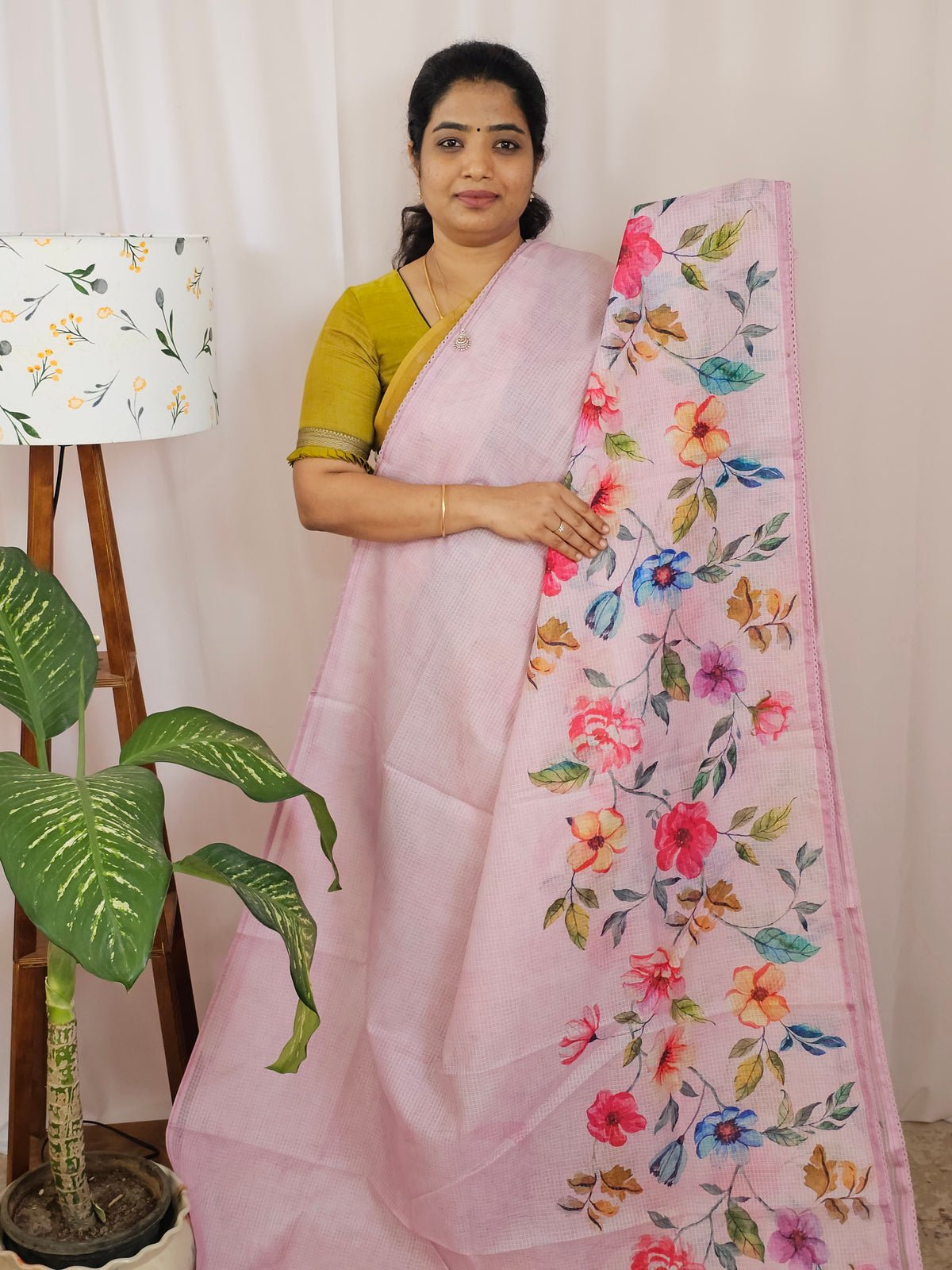 Soft Semi Tussar Kota Weaving Saree with Digital Prints - Pink