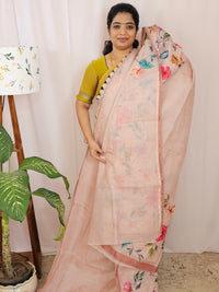 Soft Semi Tussar Kota Weaving Saree with Digital Prints - Peach