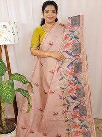 Soft Semi Tussar Kota Weaving Saree with Digital Prints - Peach