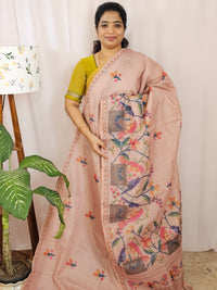Soft Semi Tussar Kota Weaving Saree with Digital Prints - Peach