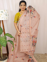 Soft Semi Tussar Kota Weaving Saree with Digital Prints - Peach