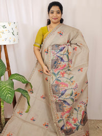 Soft Semi Tussar Kota Weaving Saree with Digital Prints - Beige