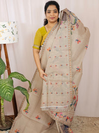 Soft Semi Tussar Kota Weaving Saree with Digital Prints - Beige