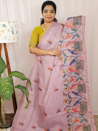 Soft Semi Tussar Kota Weaving Saree with Digital Prints - Lavender