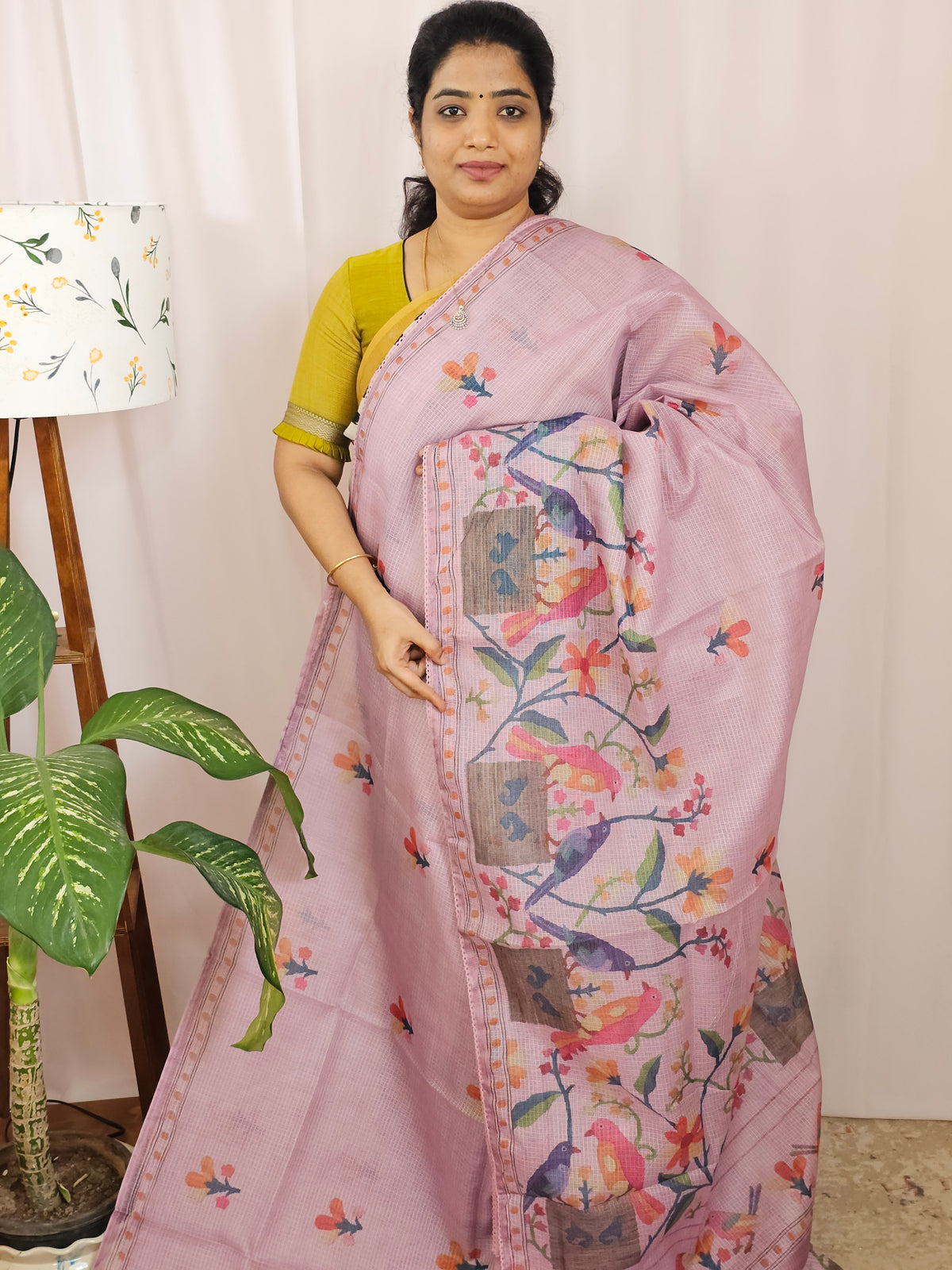 Soft Semi Tussar Kota Weaving Saree with Digital Prints - Lavender
