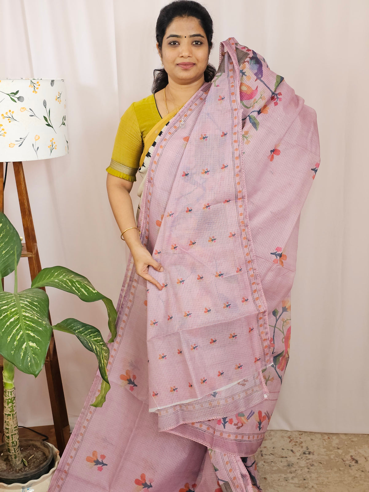 Soft Semi Tussar Kota Weaving Saree with Digital Prints - Lavender