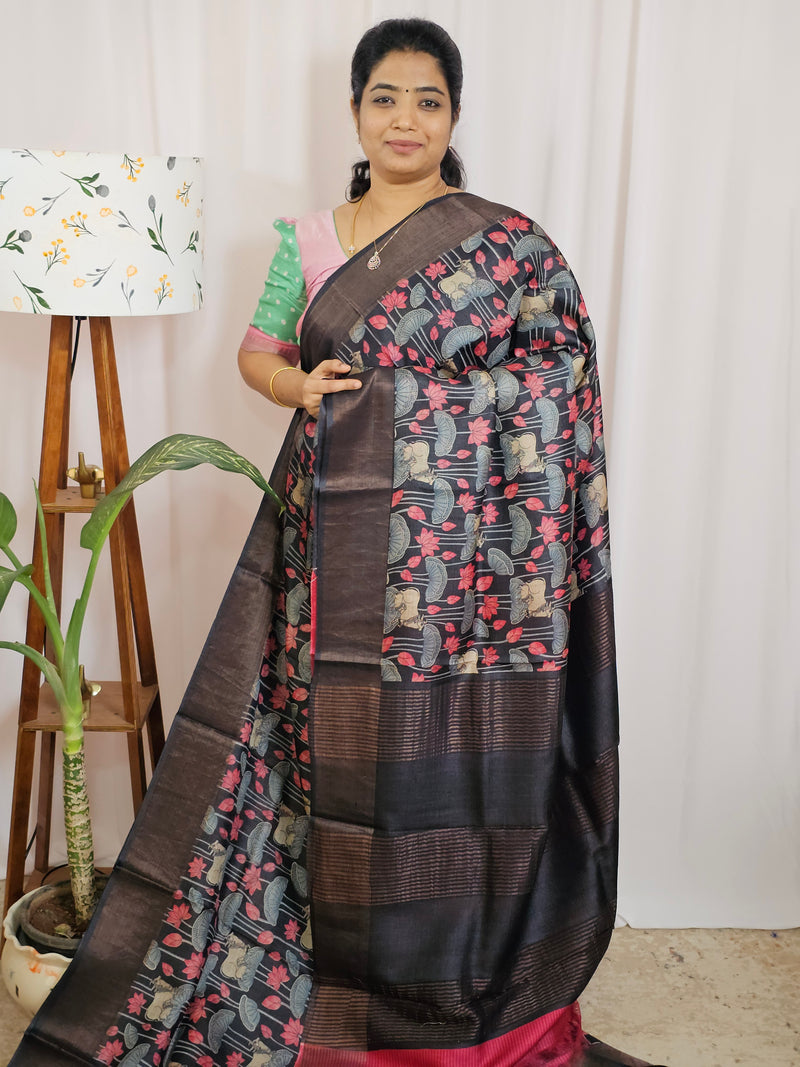 Pure Desi Tussar - Back with Red